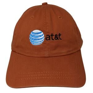 At&t Strapback Baseball Cap Brown One Size Adjustable Embroidered Velocity